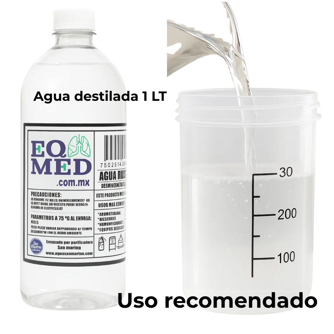 Vaso Humificador  + Adaptador + Agua Destilada+ 2 Canula 2m