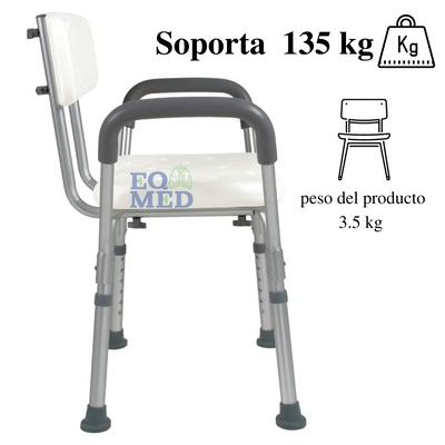 Silla  De Ducha Con Respaldo Y  Descansa Brazos 100 Kg