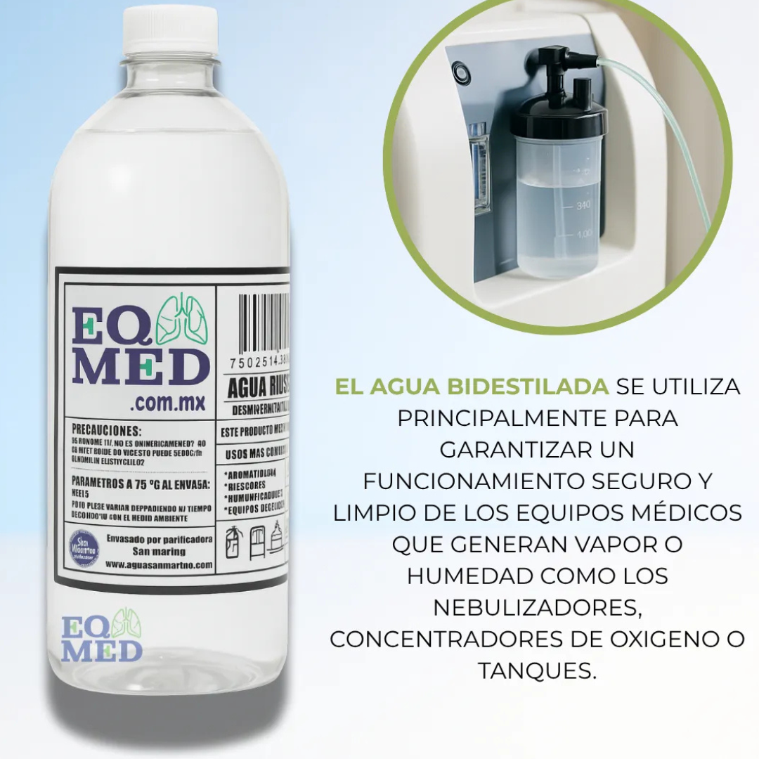 Vaso Humificador  + Adaptador + Agua Destilada+ 2 Canula 2m