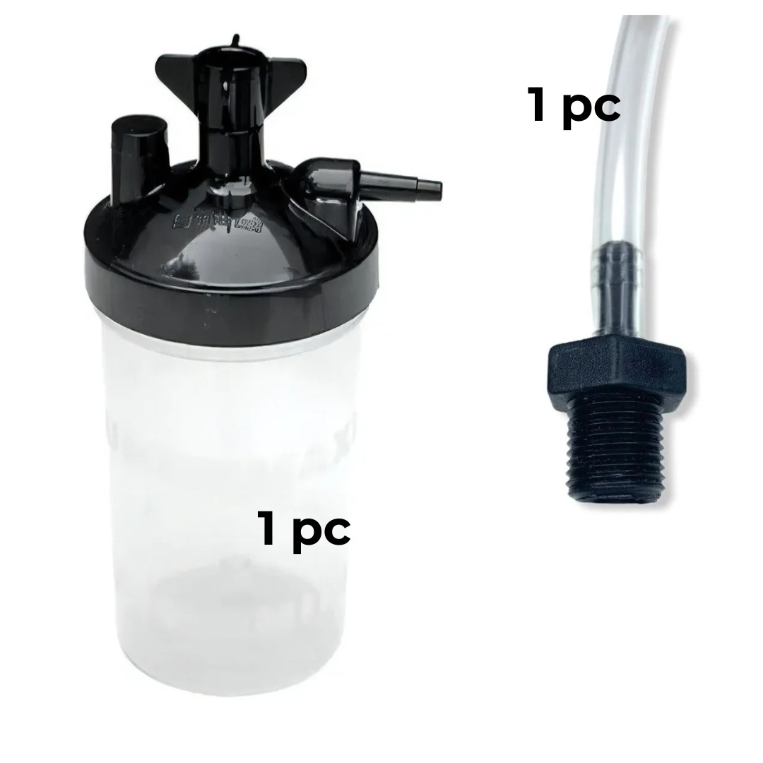 Vaso Humificador  + Adaptador + Agua Destilada+ 2 Canula 2m