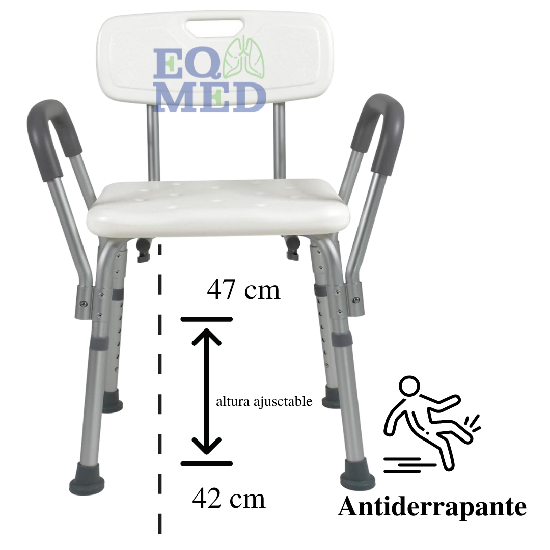 Silla  De Ducha Con Respaldo Y  Descansa Brazos 100 Kg