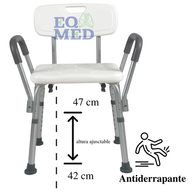 Silla  De Ducha Con Respaldo Y  Descansa Brazos 100 Kg
