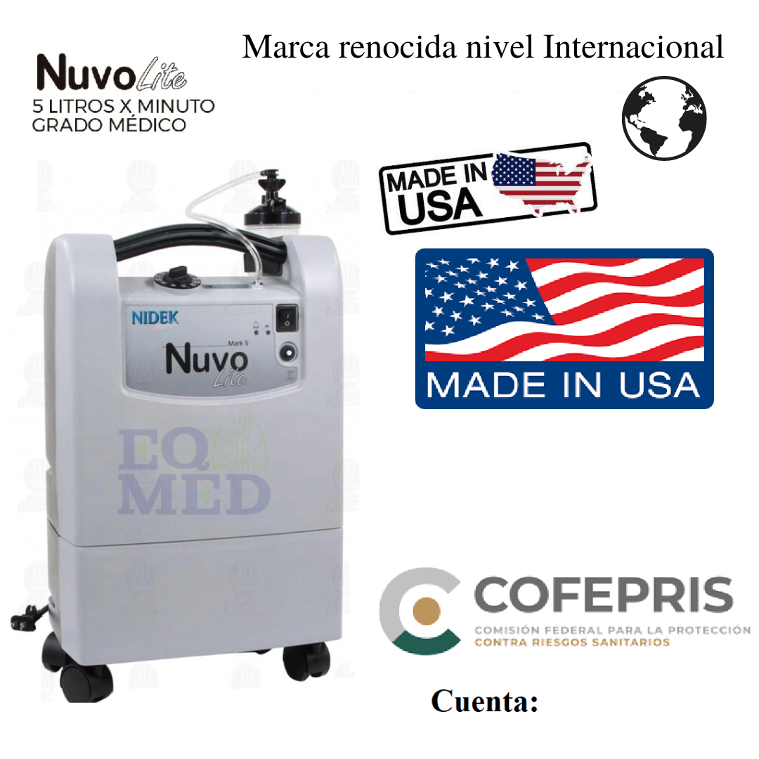 Concentrador De Oxigeno 5 Litros Americano Nuvo Lite Nidek