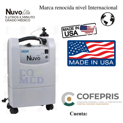 Concentrador De Oxigeno 5 Litros Americano Nuvo Lite Nidek