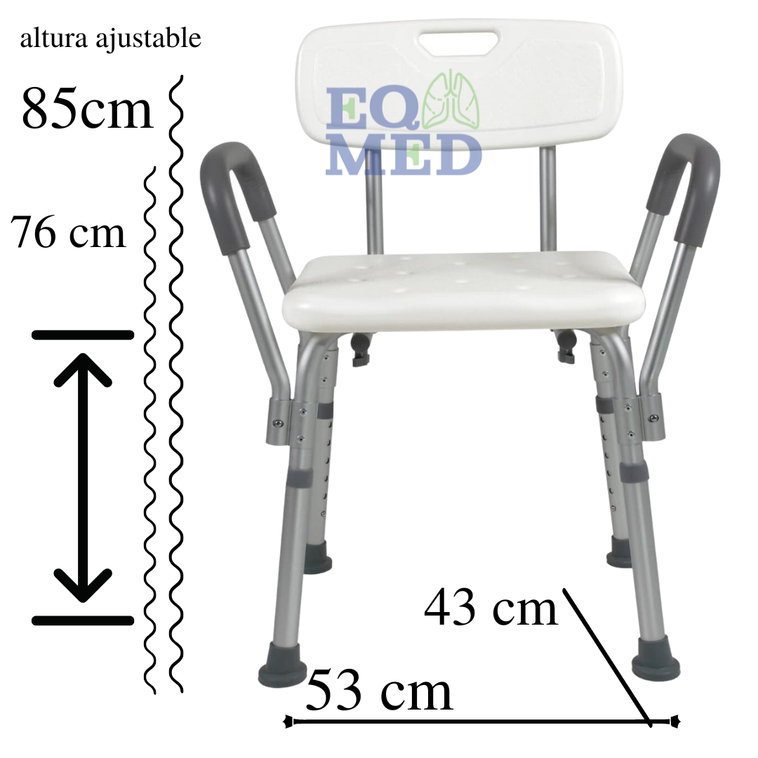 Silla  De Ducha Con Respaldo Y  Descansa Brazos 100 Kg