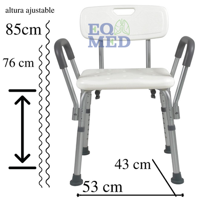 Silla  De Ducha Con Respaldo Y  Descansa Brazos 100 Kg