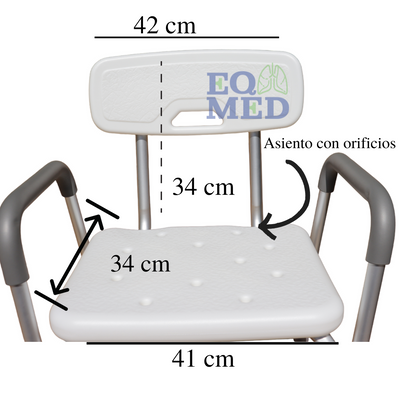Silla  De Ducha Con Respaldo Y  Descansa Brazos 100 Kg