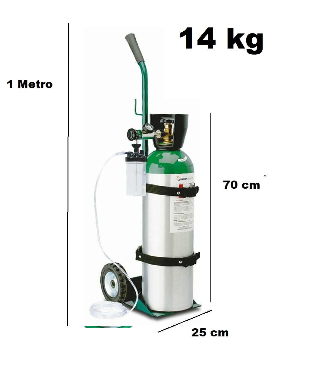 Tanque De Oxígeno 1700 Lt Portátil  Kit Completo Vacío M60